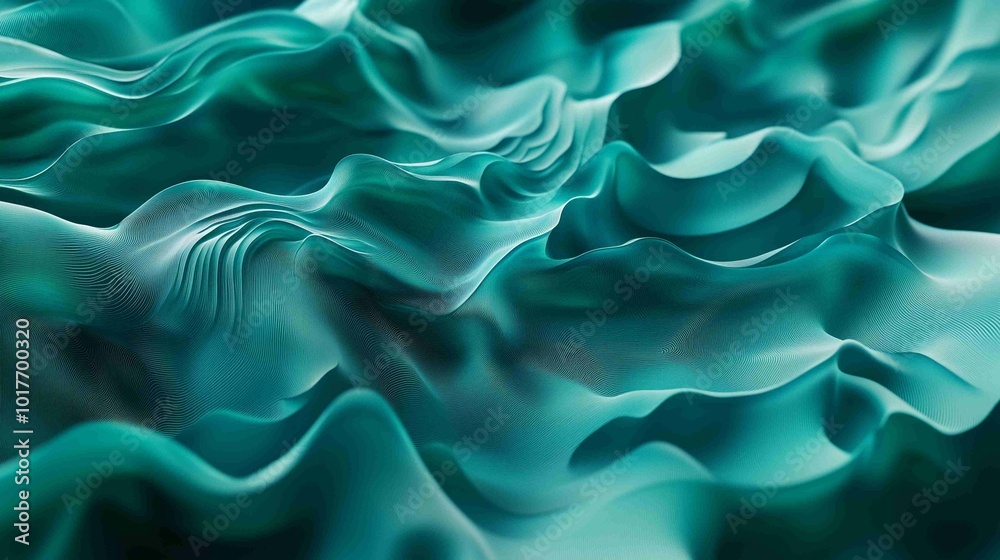 Obraz premium Abstract background made of Blue and Green 3D Undulating lines. Multicolored 3D Render with copy-space. 