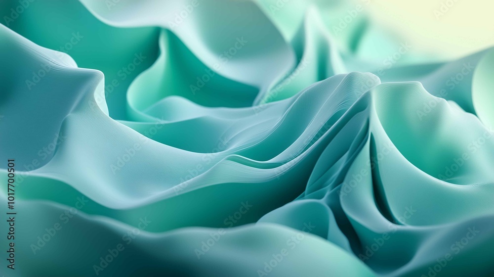 Obraz premium Abstract background made of Blue and Green 3D Undulating lines. Multicolored 3D Render with copy-space. 