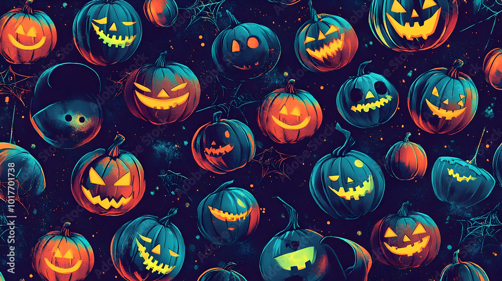 Spooky Halloween Jack-o'-Lantern Pattern.