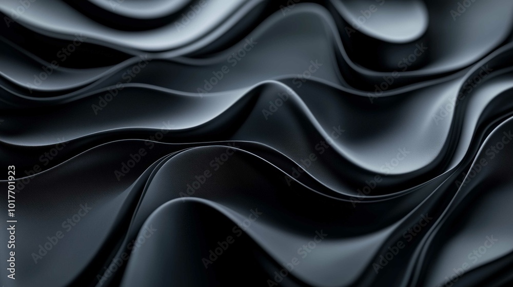 Fototapeta premium Abstract background made of Black 3D Undulating lines. Multicolored 3D Render with copy-space. 