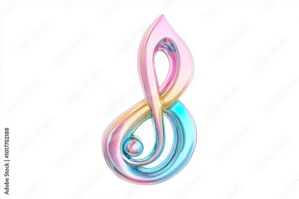 Colorful 3D music note design in vibrant pastel tones against a white backdrop. Colorful 3D music note design in vibrant pastel tones against a white backdrop.