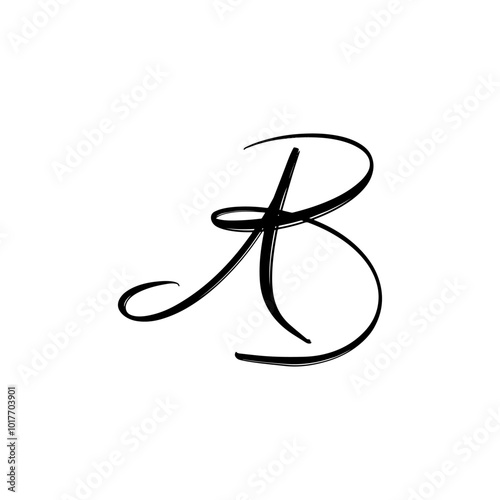 initial letter ab handwriting unique logo black