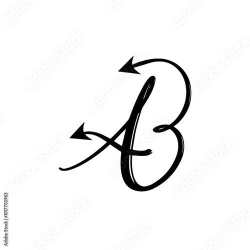 initial letter ab arrow handwriting unique logo black