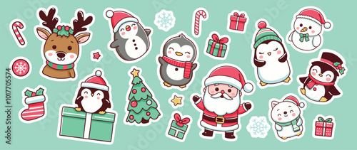 Christmas Decorations Collection Cartoon Sticker Bundle