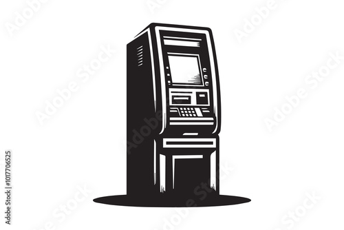 ATM Booth Machine Silhouette Illustration