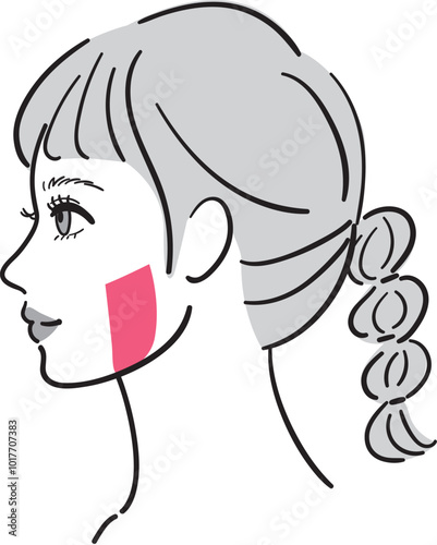 横顔の若い女性　咬筋