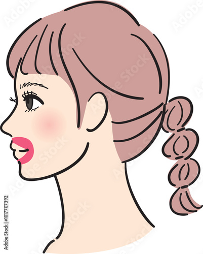 横顔の若い女性　口輪筋