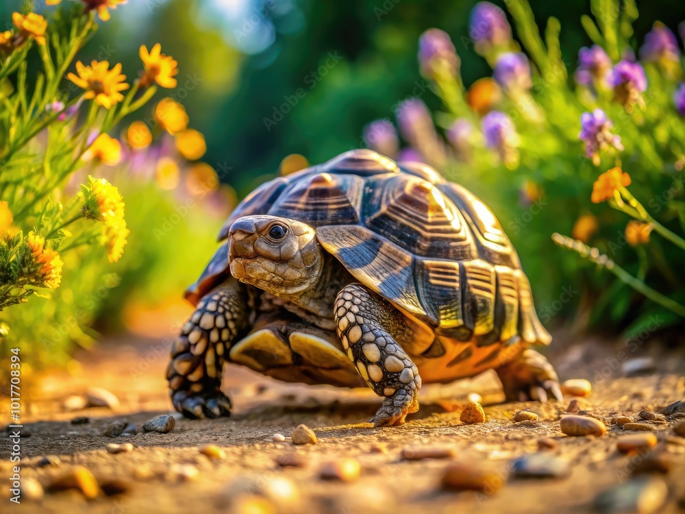 A leopard tortoise slowly crosses the road, showcasing its intricate shell. Nature embraces this moment, reminding us of the beauty and wonder of wildlife encounters. A leopard tortoise slowly crosses the road, showcasing its intricate shell. Nature embraces this moment, reminding us of the beauty and wonder of wildlife encounters.