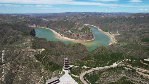 view of qiankun bay of river huang he in shanxi photo