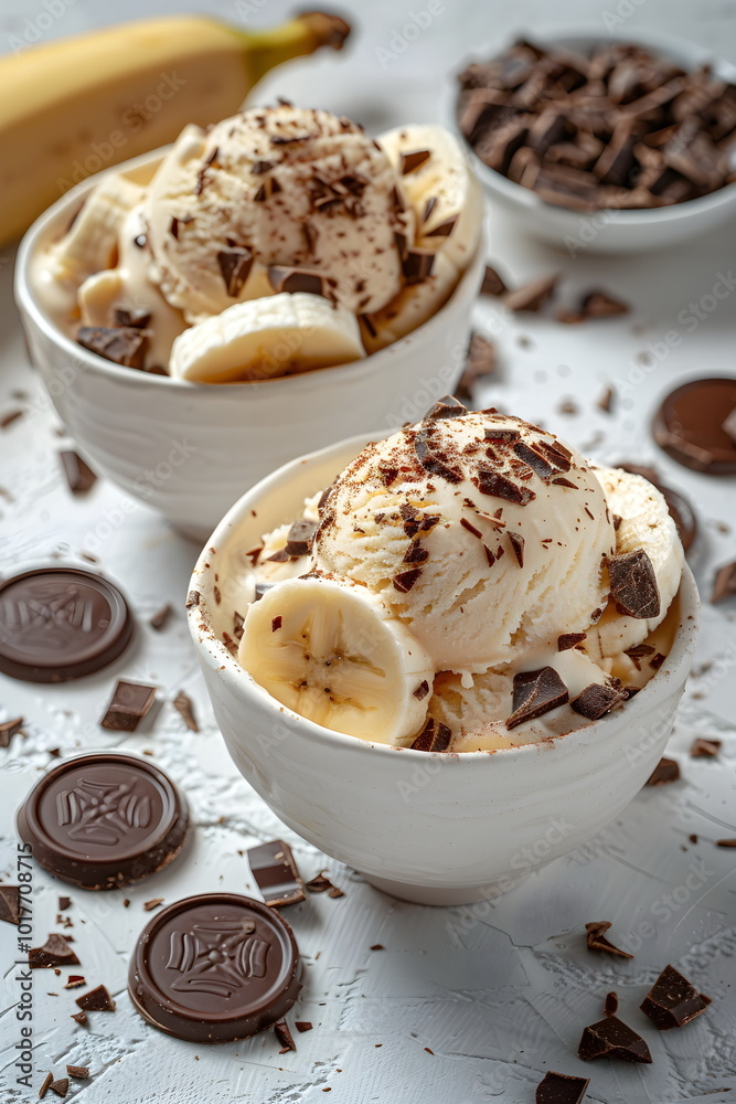 Creamy Banana Ice Cream with Chocolate Shavings Creamy Banana Ice Cream with Chocolate Shavings