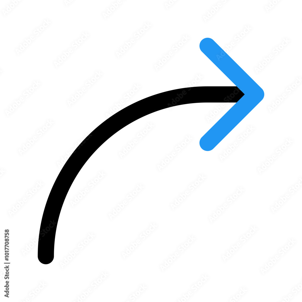 curved arrow line color icon