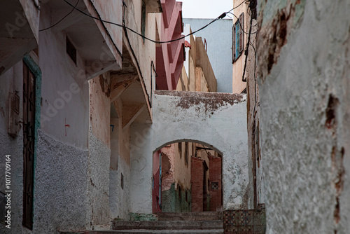 cololred street in the old town of Moulay Idriss, Morocco photo