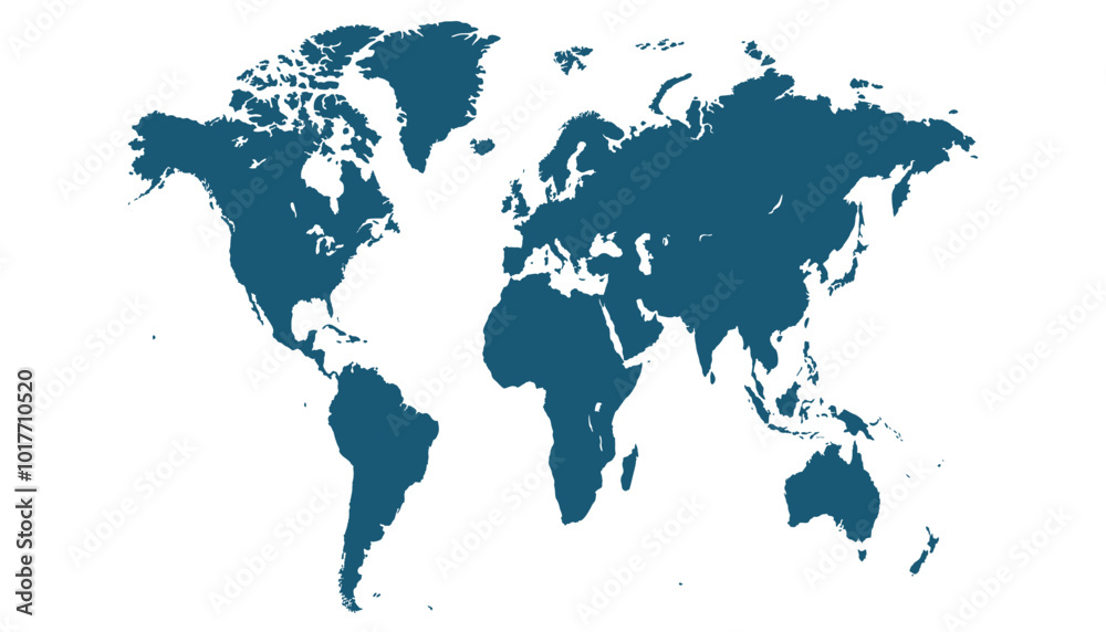 Fototapeta premium World map. Blue modern vector map. Silhouette map