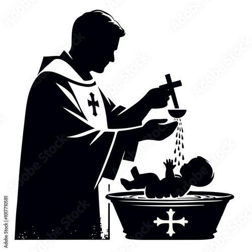 Holy Baptism christian priest baby cross faith