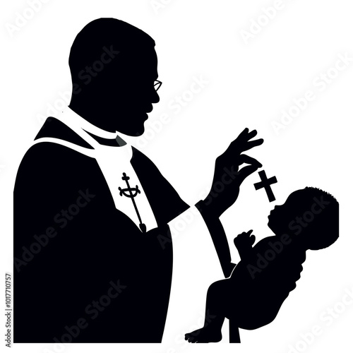 Holy Baptism christian priest baby cross faith