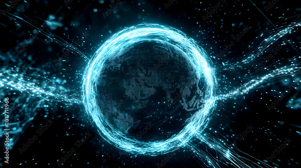 Obraz premium Advanced Holographic Technology Transmitting Data Signals