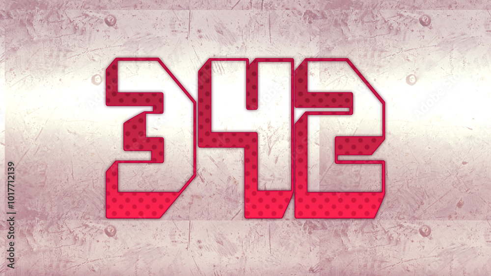 Cute 3d bold outline pink number design of 342 on white background ...