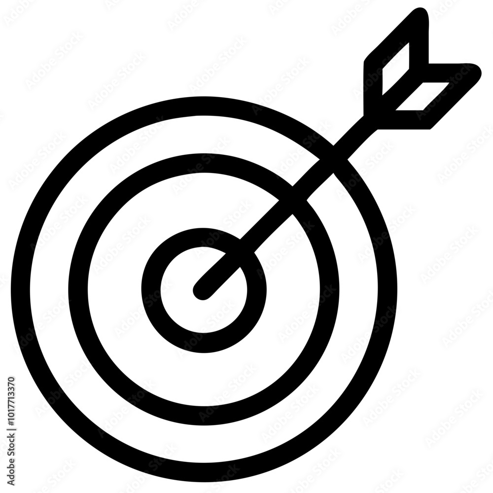 Target icon with an arrow hitting the bullseye representing goals and achievements in business and marketing