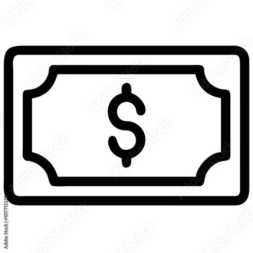 Money bill icon featuring a dollar sign representing finance and transactions in business and marketing