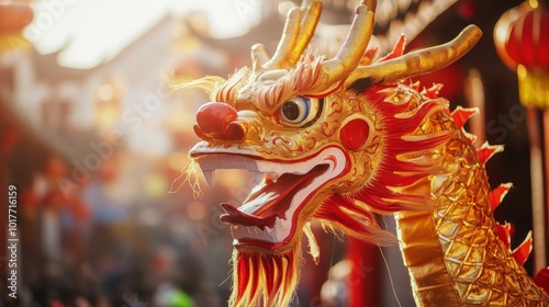 A Close-Up View of a Traditional Chinese Dragon Costume