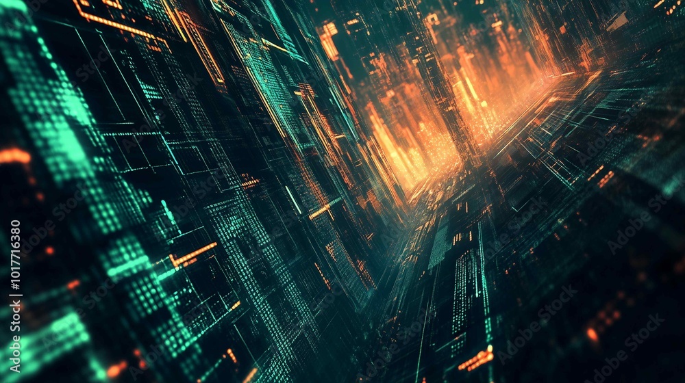 Fototapeta premium Abstract digital data background. Art can be used in the description of network abilities, technological processes, digital storages, science, education, etc. 