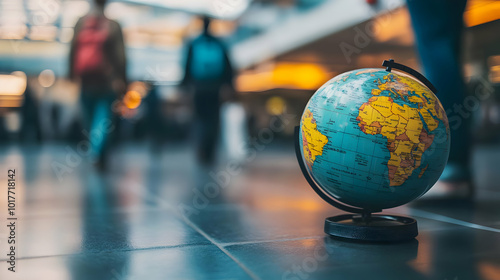 Globe in a Busy Airport.