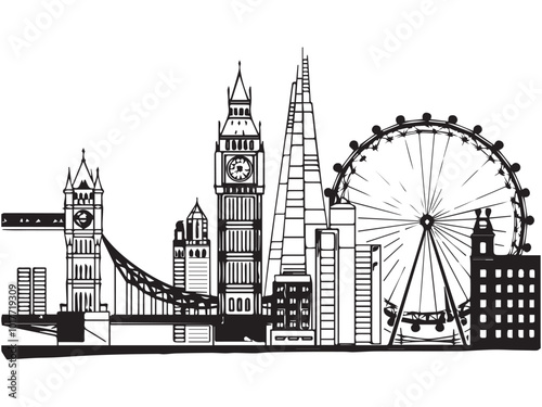 London skyline line art
