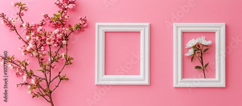 Floral Frames on Pink Background