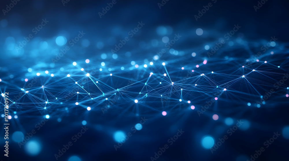 Abstract 3D Blue Background with Interconnected Network of Glowing Points and Lines Abstract 3D Blue Background with Interconnected Network of Glowing Points and Lines