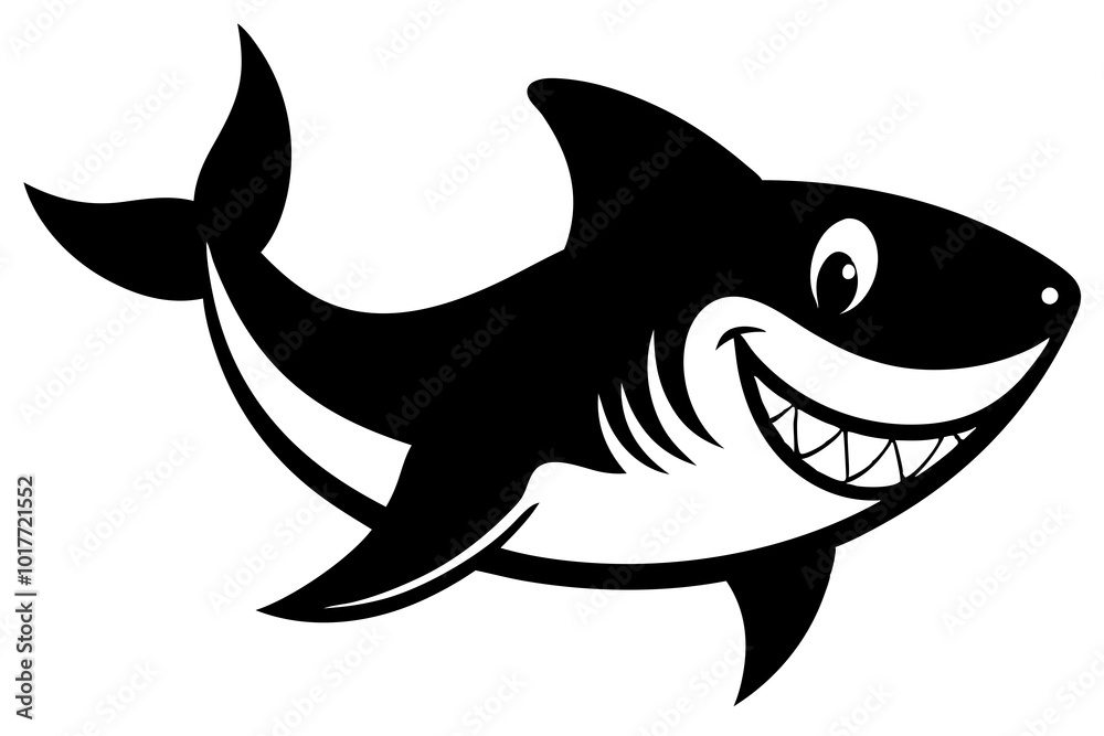 Cheerful Smiling Shark Cartoon Sticker for Fun Designs Cheerful Smiling Shark Cartoon Sticker for Fun Designs