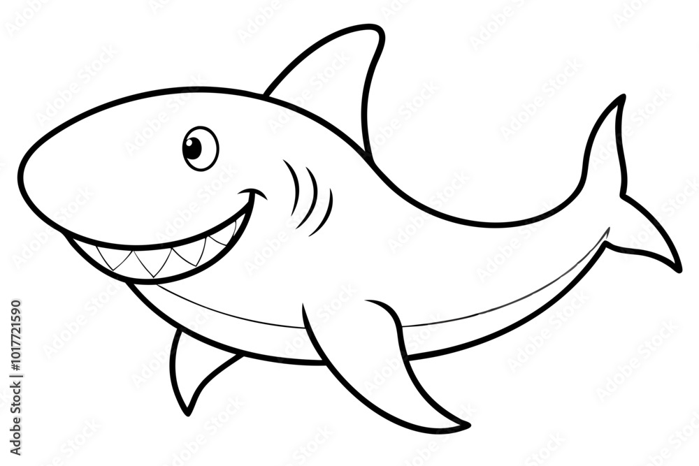 Cheerful Smiling Shark Cartoon Sticker for Fun Designs Cheerful Smiling Shark Cartoon Sticker for Fun Designs