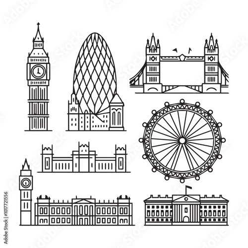London skyline line art