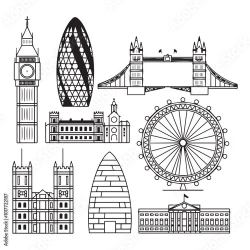 London skyline line art