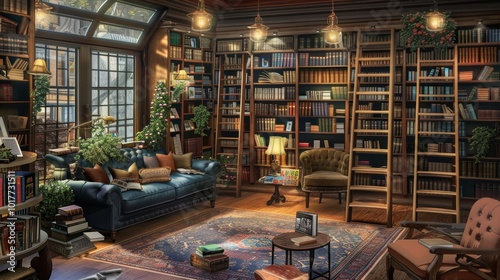 Enchanting FamilyOwned Bookstore Cozy Reading Nook Diverse Genres and Local Author Section photo