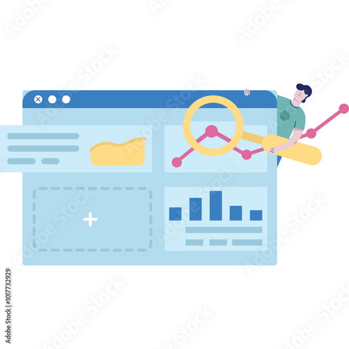 Man doing marketing research vector business icon