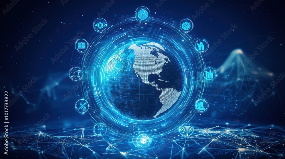 Obraz premium Futuristic Global Digital Network and Intelligence Technology Concept
