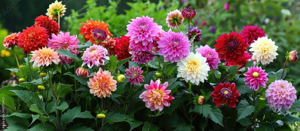 Vibrant Dahlia Flowers in a Lush Garden Vibrant Dahlia Flowers in a Lush Garden