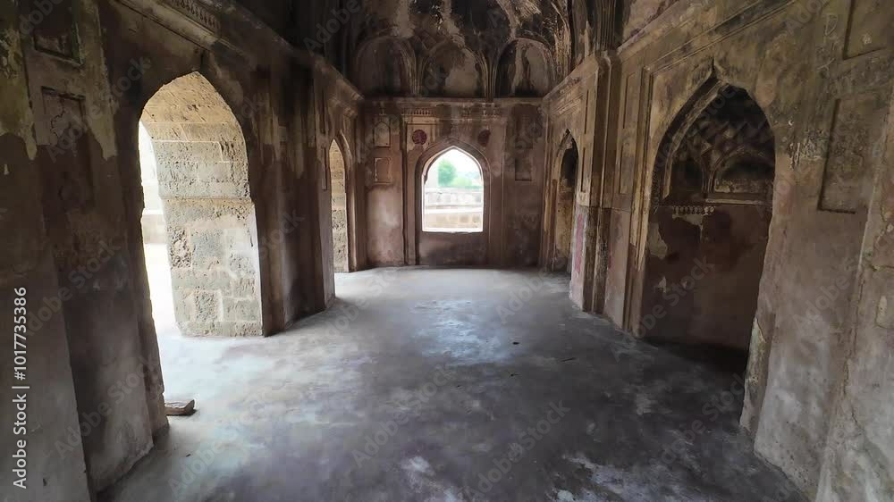 Exploring the historical ruins of an ancient building with stunning architecture in a serene location at Jhajjar, Haryana, India 
