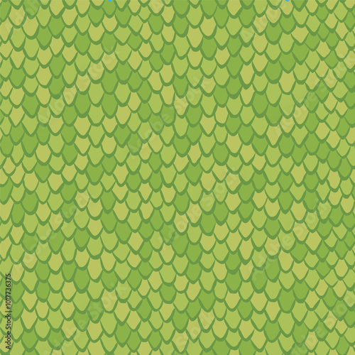 Seamless pattern with green snake skin texture. Hand drawn vector illustration. Close up reptile skin background.