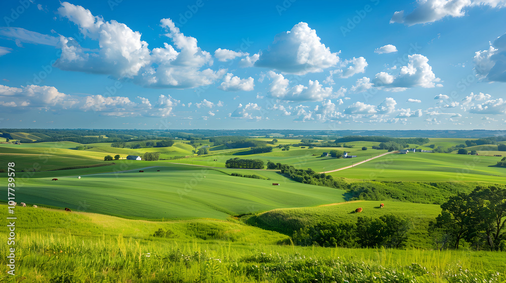Fototapeta premium Soothing Greenery & Serene Countryside: The Scenic Beauty of Iowa