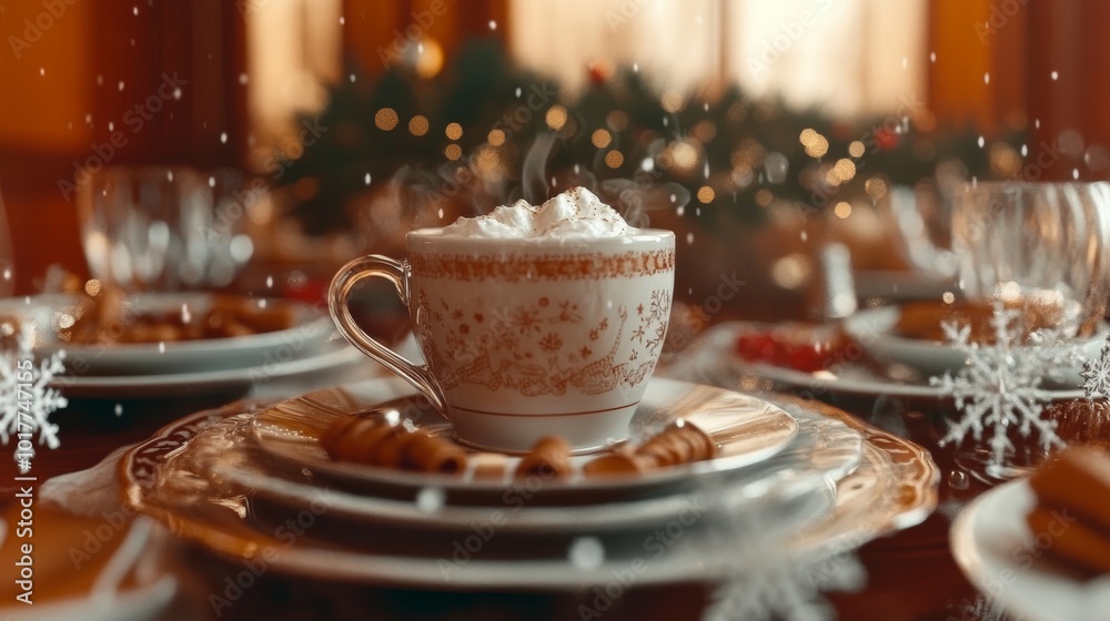Cozy Winter Table with Hot Chocolate and Festive Treats for a Warm Holiday Gathering Cozy Winter Table with Hot Chocolate and Festive Treats for a Warm Holiday Gathering