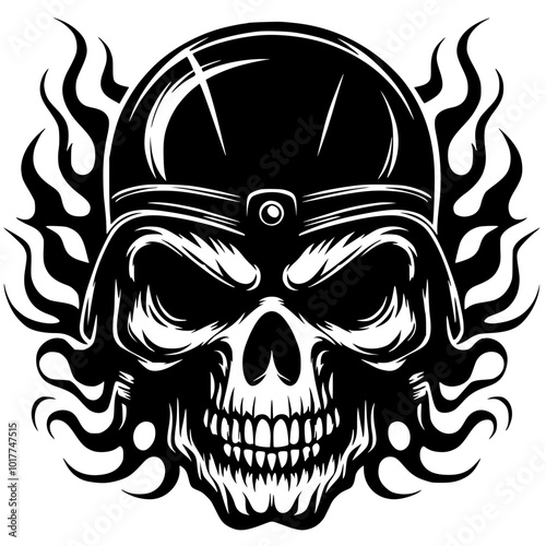 Motorcycle rider club skull sticker