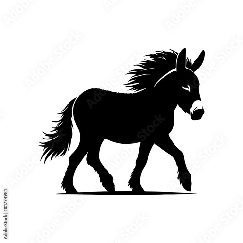 Donkey emblem, black isolated silhouette
,black donkey silhouette vector illustration on white background,Head of a donkey. A donkey head creative logo Icon, silhouette vector artwork illustration,