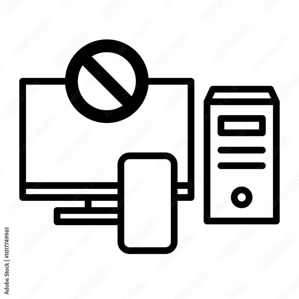 Unusable computer and mobile phone icon. Unusable computer and mobile phone icon.