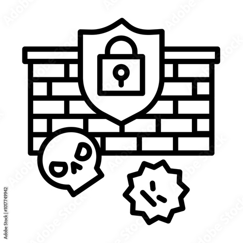 Icon showing a sturdy wall preventing unauthorized intrusion into a network.