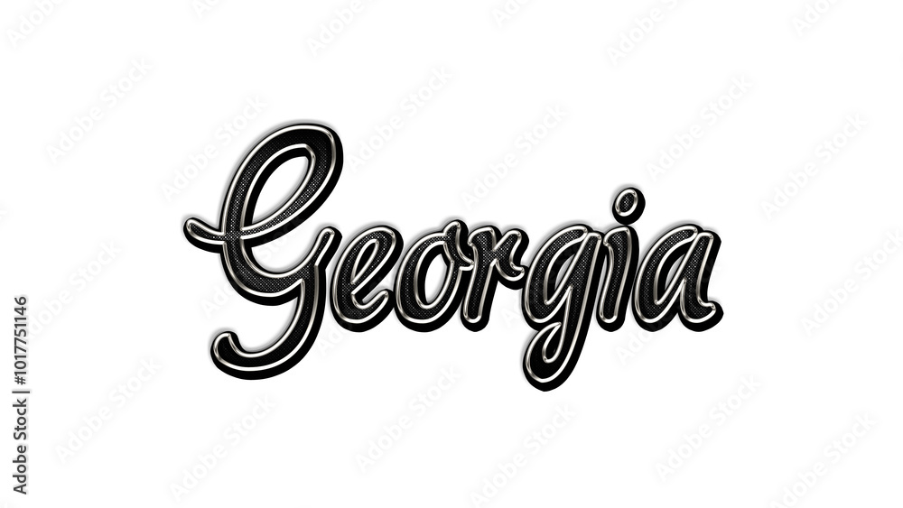 black metal 3d design of Country name Georgia on white background. black metal 3d design of Country name Georgia on white background.