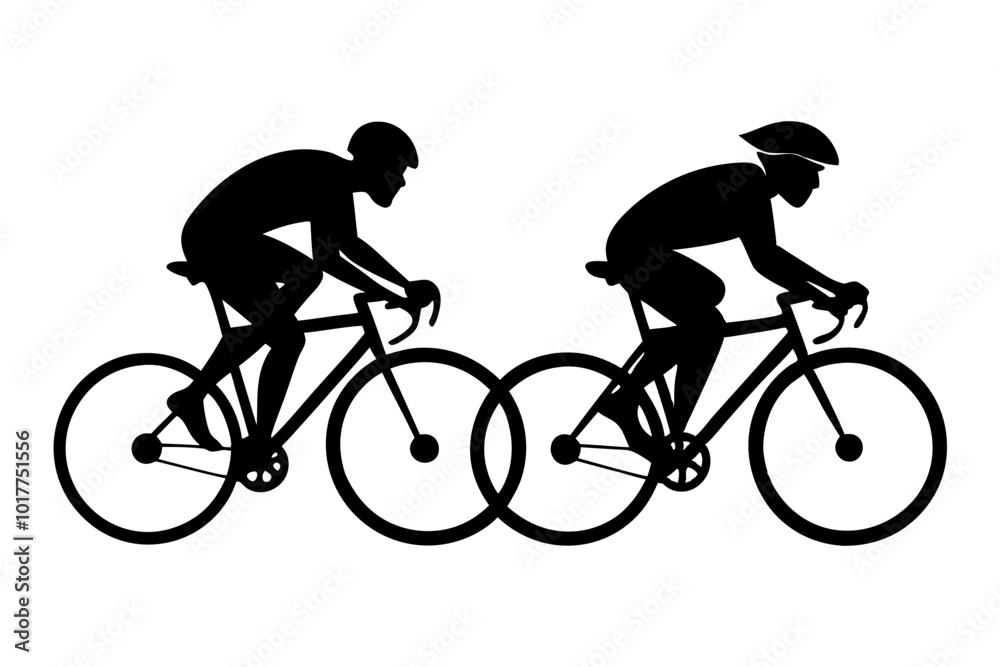 Obraz premium Cyclist Silhouettes | vector silhouette illustration on white background