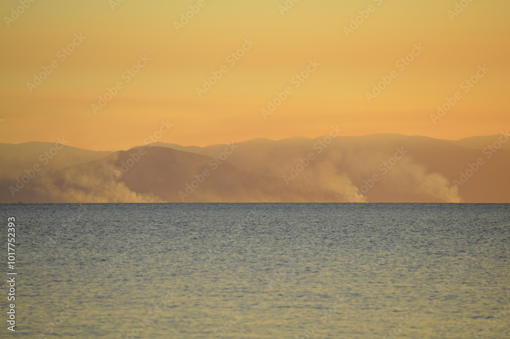 Sunset with wildfires in Australia Sunset with wildfires in Australia