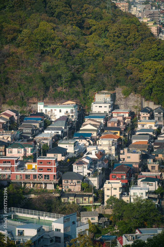 Obraz premium Scenic View of Houses in Kobe, Japan