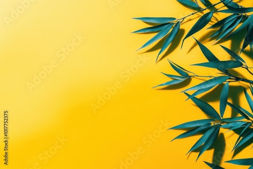 Wallpaper Mural A minimalist composition of bamboo against a bright yellow background at midday Torontodigital.ca